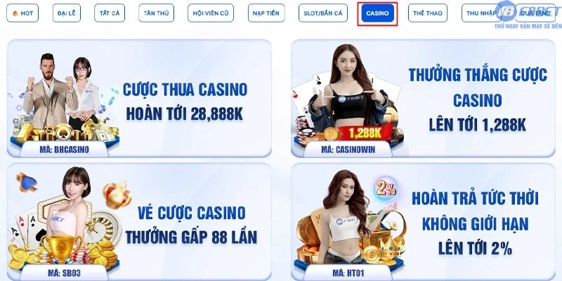 Danh sách khuyến mãi Casino F8bet1 nên trải nghiệm