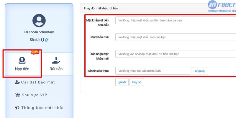 Điều kiện & lưu ý khi nạp tiền F8bet1