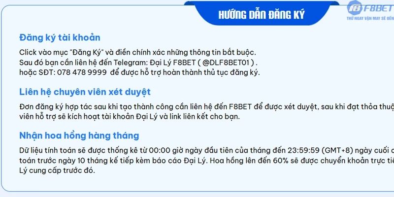 Hướng dẫn đăng ký đại lý F8bet1 chỉ trong 3 bước