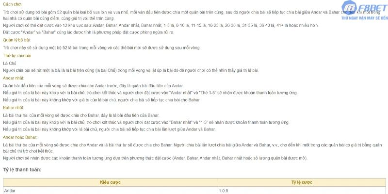 Luật chơi Andar Bahar chi tiết cho người mới tại F8bet1