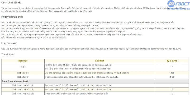 Luật chơi Tài Xỉu cơ bản