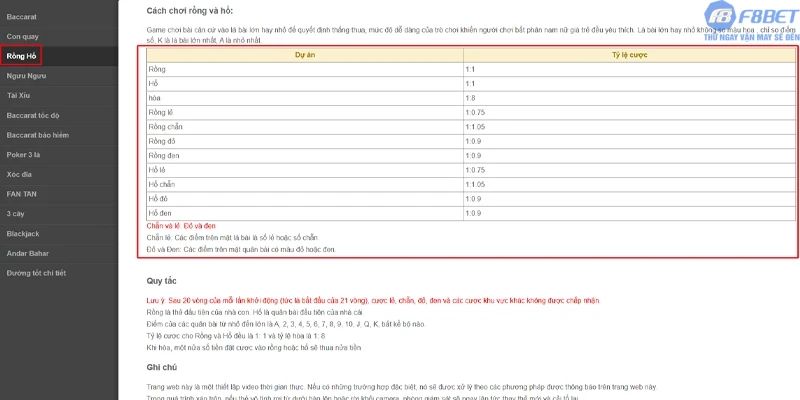 Luật chơi game Rồng Hổ chi tiết cho người mới