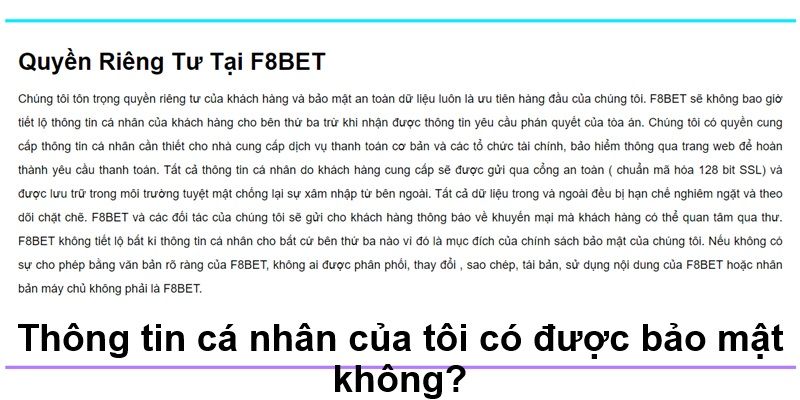Thông tin cá nhân của tôi có được bảo mật không?