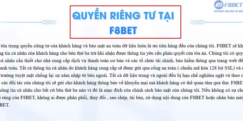 Tổng quan về chính sách riêng tư tại F8bet
