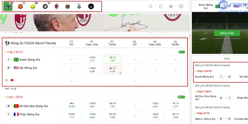 Bộ môn Thể Thao có lượng người chơi khủng tại F8bet1