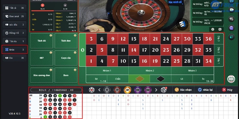 Cấu tạo của một bàn chơi Roulette chuẩn