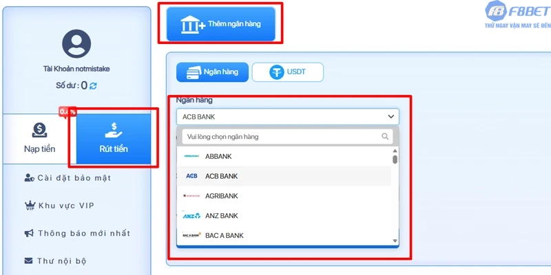 Điều kiện cơ bản khi rút tiền F8bet1