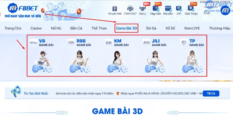 Giới thiệu Game Bài 3D F8bet Giới thiệu Game Bài 3D F8bet