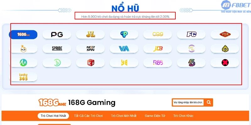 Sảnh game Nổ Hũ chất lượng cao tại F8bet1