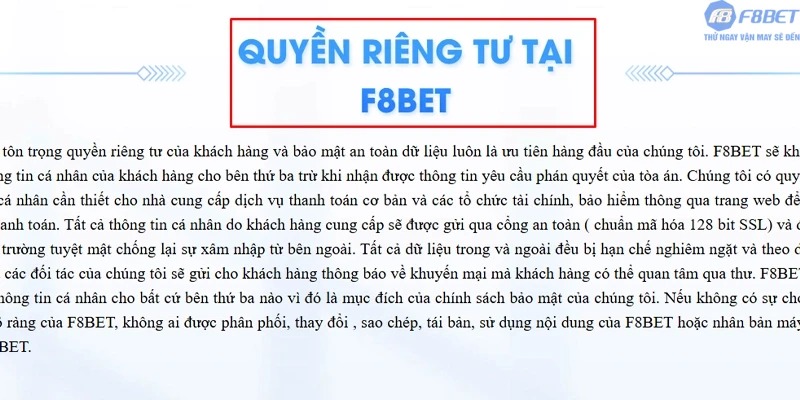 Tổng quan về chính sách riêng tư tại F8bet